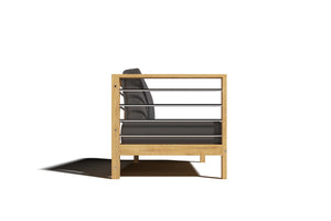 Leon Teak Outdoor Sectional Left Sofa with Sunbrella Charcoal Cushion Outdoor Chair