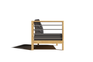 Leon Teak Outdoor Sectional Left Sofa with Sunbrella Charcoal Cushion Outdoor Chair