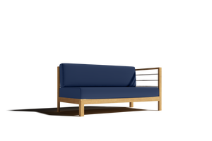 Leon Teak Outdoor Sectional Right Sofa with Sunbrella Navy Cushion Outdoor Chair