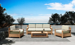 Lothair 4-Piece Teak Outdoor Patio Deep Seating Set with Sunbrella Canvas Cushions Outdoor deep seating