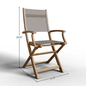 Lucas 3-Piece Round Teak Outdoor Bistro Set in Taupe with Folding Table and Armchairs Outdoor bistro Set