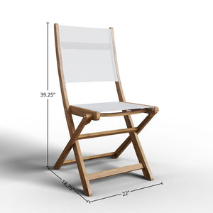 Lucas 3-Piece Round Teak Outdoor Bistro Set in White with Folding Table and Chairs Outdoor bistro seating