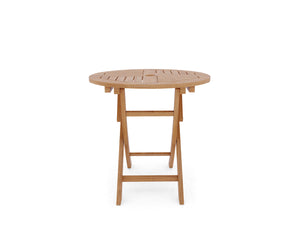 Lydie Round Teak Outdoor Folding Bistro Table with Umbrella Hole Dining Table