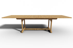 Olivier Rectangular Teak Outdoor Dining Table with Double Extensions and Umbrella Hole Outdoor Table