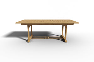 Olivier Rectangular Teak Outdoor Dining Table with Double Extensions and Umbrella Hole Outdoor Table