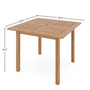 Perrin 5-Piece Square Teak Outdoor Dining Set in Taupe with Stacking Armchairs Outdoor Dining Set