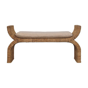 Rattan Weave Bouclé Bench Bench