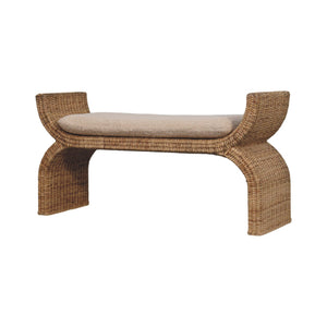 Rattan Weave Bouclé Bench Bench