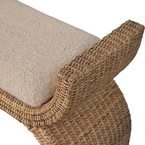 Rattan Weave Bouclé Bench Bench