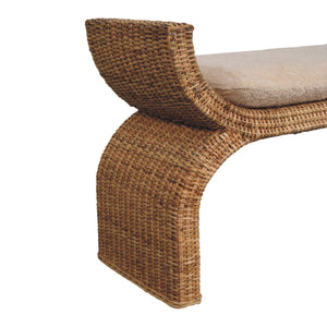 Rattan Weave Bouclé Bench Bench