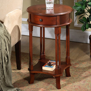 Round Accent Table - Cherry Finish by All Things Cedar Storage Benches