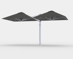 Shadowspec Unity™ Duo - Two Large Umbrellas – Square or Octagon Umbrella & Canopy 3.0m | 10' Square / Oyster / Free-Standing Base