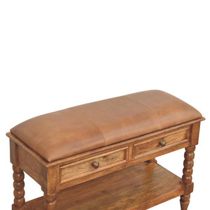 Spindle Leather Bench Bench