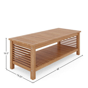Sylvie Rectangular Teak Outdoor Coffee Table Dining Bench Set