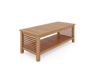 Sylvie Rectangular Teak Outdoor Coffee Table Dining Bench Set