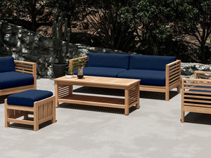 Sylvie Rectangular Teak Outdoor Coffee Table Dining Bench Set