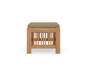 Sylvie Teak Outdoor Ottoman with Sunbrella Fawn Cushion Ottoman