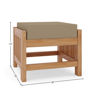 Sylvie Teak Outdoor Ottoman with Sunbrella Fawn Cushion Ottoman