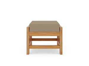 Sylvie Teak Outdoor Ottoman with Sunbrella Fawn Cushion Ottoman