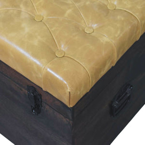 Tan Leather Storage Trunk Bench Bench