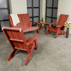 2 Barcelona Modern Adirondack Chair, 1 Barcelona Double Wide Modern Adirondack Chair, and 1 Barcelona Modern Side Table Conversation Set