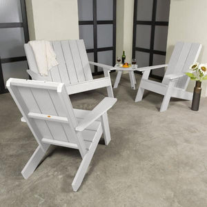 2 Barcelona Modern Adirondack Chair, 1 Barcelona Double Wide Modern Adirondack Chair, and 1 Barcelona Modern Side Table Conversation Set