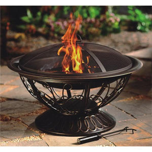 30" Wood Burning Fire Pit With Scroll Design Fire Pits