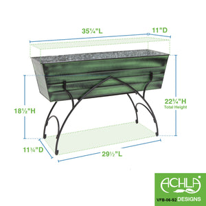 36" Green Flower Box with Bella Stand Flower Box