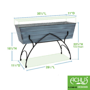 36" Green Flower Box with Bella Stand Flower Box
