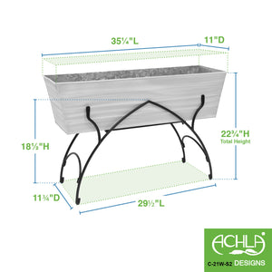 36" Green Flower Box with Bella Stand Flower Box