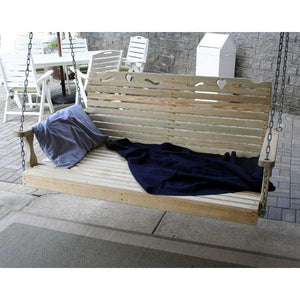 60" Treated Pine Crossback w/Hearts Swingbed Porch Swing Bed