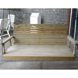 60" Treated Pine Crossback w/Hearts Swingbed Porch Swing Bed