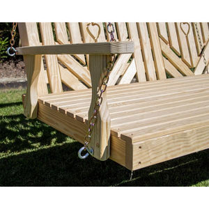 60" Treated Pine Heartback Swingbed Porch Swing