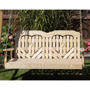 60" Treated Pine Heartback Swingbed Porch Swing