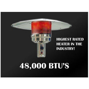 87" Tall Outdoor Patio Heater With Metal Table In Hammered Bronze Patio Heater