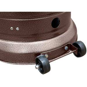 87" Tall Outdoor Patio Heater With Metal Table In Hammered Bronze Patio Heater