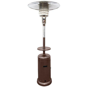 87" Tall Outdoor Patio Heater With Metal Table In Hammered Bronze Patio Heater