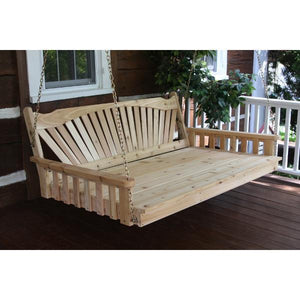 A & L Furniture Fanback Red Cedar Swing Bed Swing Beds 4ft / Unfinished / No