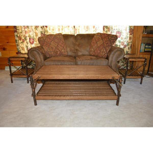 A & L Furniture Hickory Coffee Table with Shelf Table Rustic Hickory