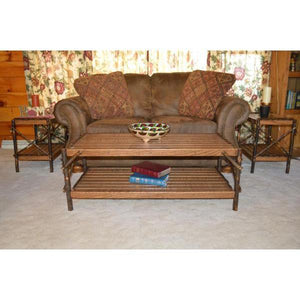 A & L Furniture Hickory Coffee Table with Shelf Table Rustic Hickory