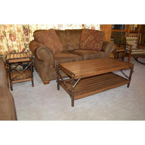 A & L Furniture Hickory Coffee Table with Shelf Table Rustic Hickory