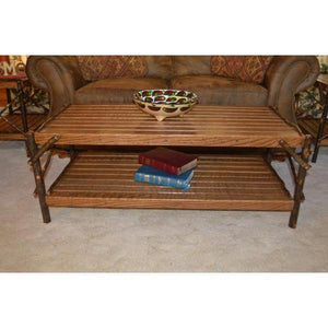 A & L Furniture Hickory Coffee Table with Shelf Table Rustic Hickory