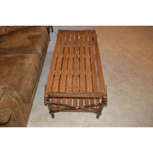 A & L Furniture Hickory Coffee Table with Shelf Table Rustic Hickory
