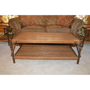 A & L Furniture Hickory Coffee Table with Shelf Table Rustic Hickory