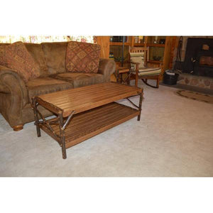 A & L Furniture Hickory Coffee Table with Shelf Table Rustic Hickory
