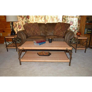 A & L Furniture Hickory Coffee Table with Shelf Table Rustic Hickory