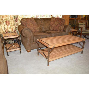 A & L Furniture Hickory Coffee Table with Shelf Table Rustic Hickory