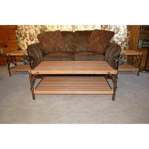 A & L Furniture Hickory Coffee Table with Shelf Table Rustic Hickory