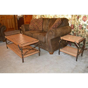 A & L Furniture Hickory Coffee Table with Shelf Table Rustic Hickory