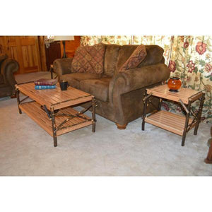 A & L Furniture Hickory Coffee Table with Shelf Table Rustic Hickory